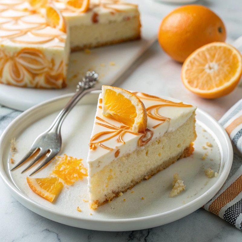 serving-orange-creamsicle-cake.jpg Slice of Orange Creamsicle Cake with orange wedge garnish