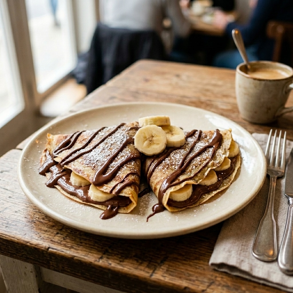 7 Chocolate Crepes: A Decadent Delight for Any Occasion 4 Chocolate crepes with bananas and Nutella.