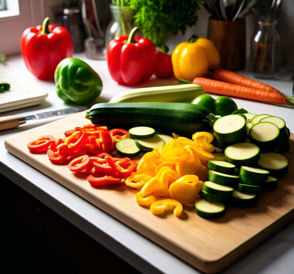 easy and Flavorful Veggie Pizza Recipe 3 a realistic flat lay of colorful freshly sliced - easy and Flavorful Veggie Pizza Recipe