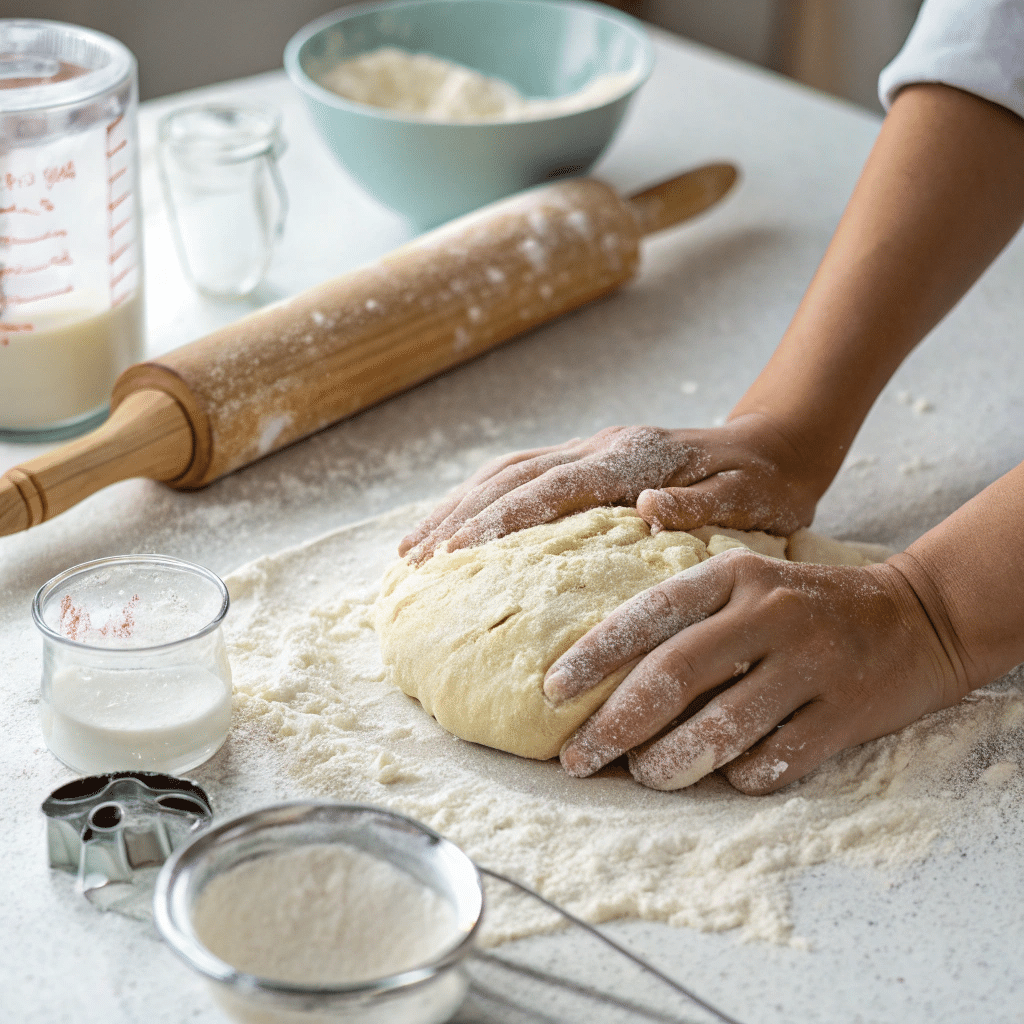 8 Bread: The best Guide to Baking Perfect Bread at Home 5 A person kneading bread dough on a floured surface