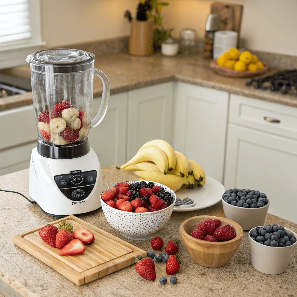 A step-by-step guide to making a smoothie bowl with ingredients.