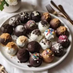 A tray of assorted Oreo truffle flavors with different coatings and toppings.