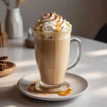 A beautifully garnished Vanilla Chai Latte with cinnamon and whipped cream
