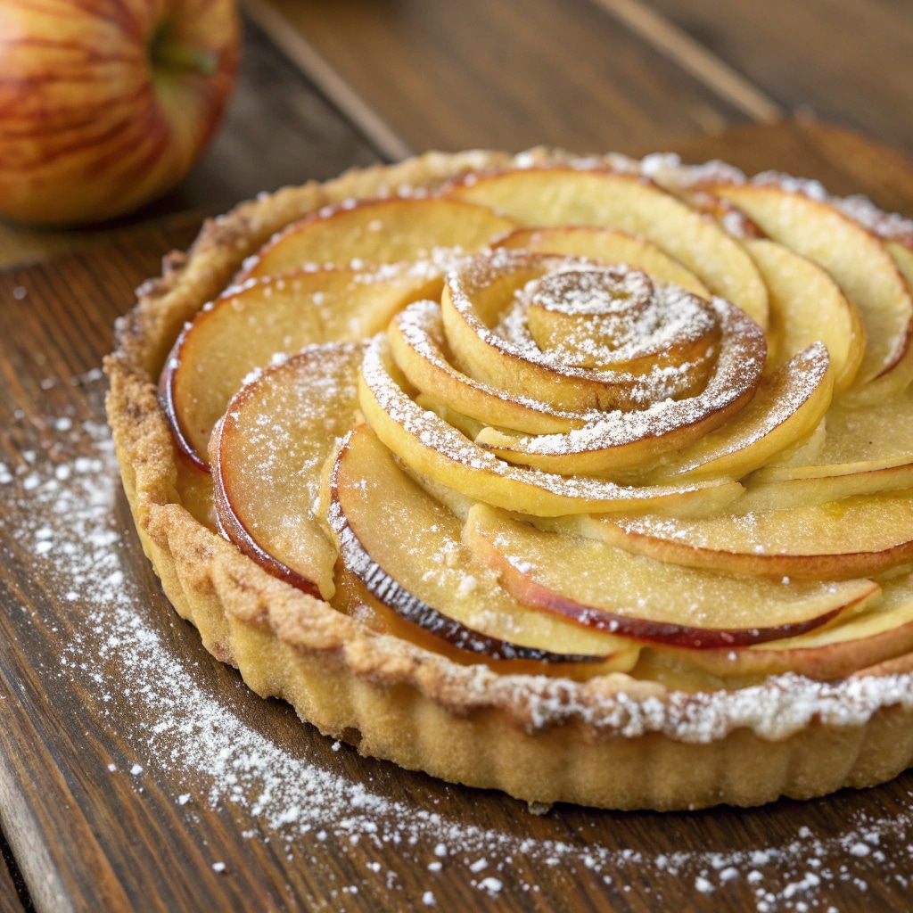 Elegant homemade apple tart recipe fresh out of the oven