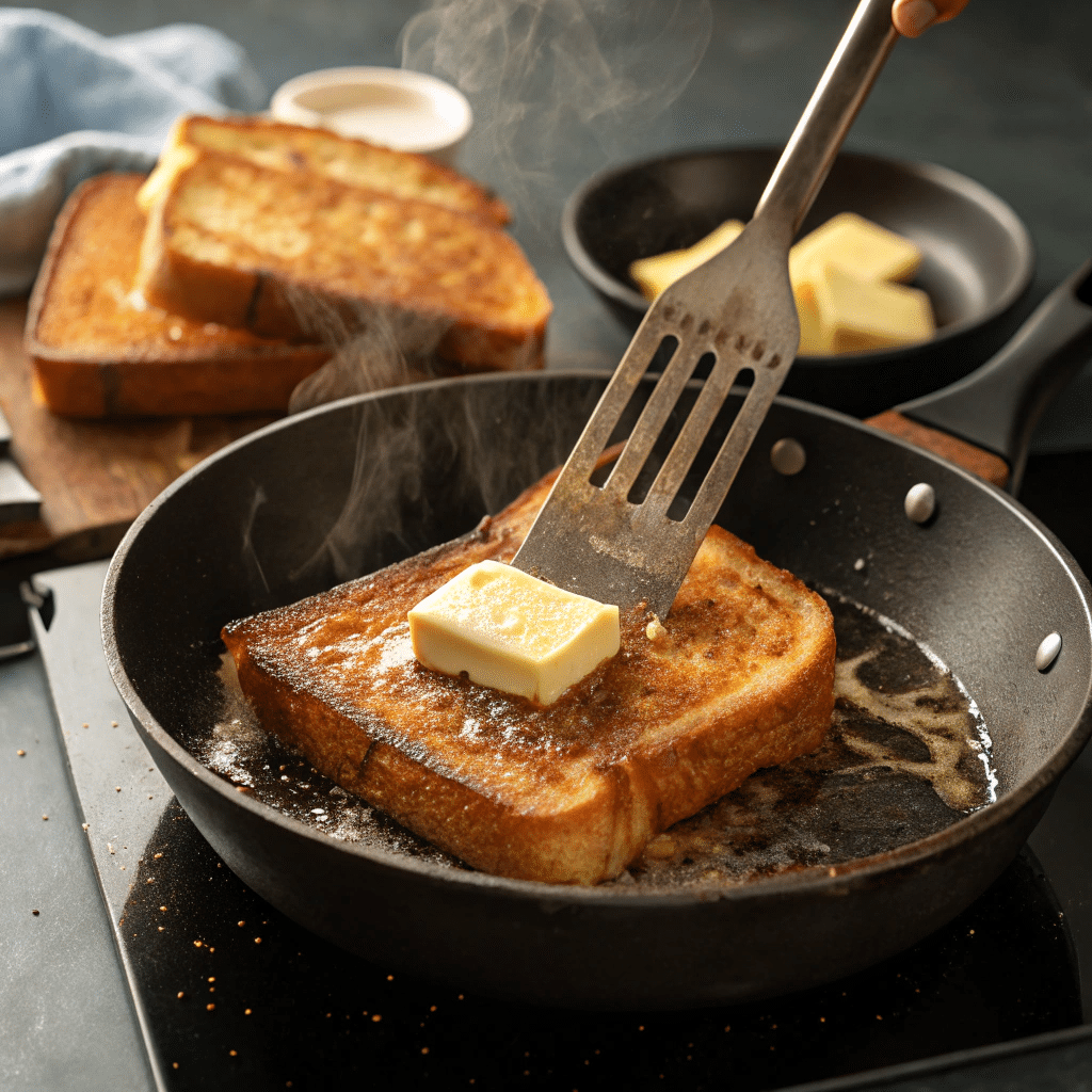 French Toast Recipe – The Best Homemade Version in 2025 4 French toast being cooked in skillet