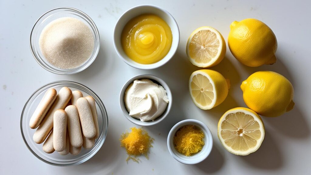 Ingredients for lemon tiramisu