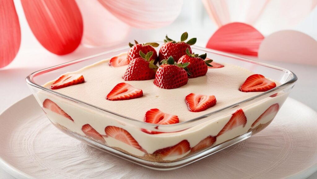 strawberry-tiramisu.-Top-layer-is-smooth-cream-garnished-with-halved-strawberries