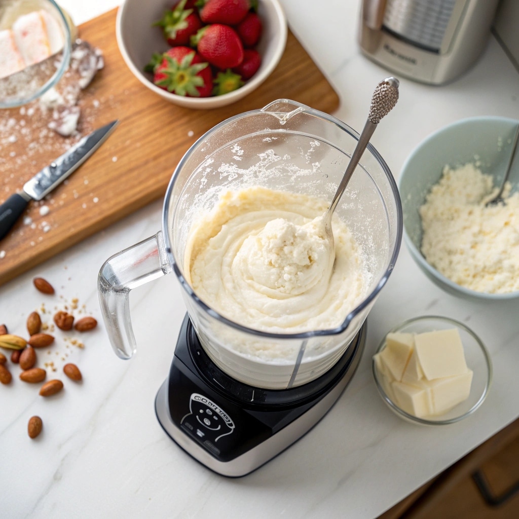 Blending cottage cheese for pizza crust
