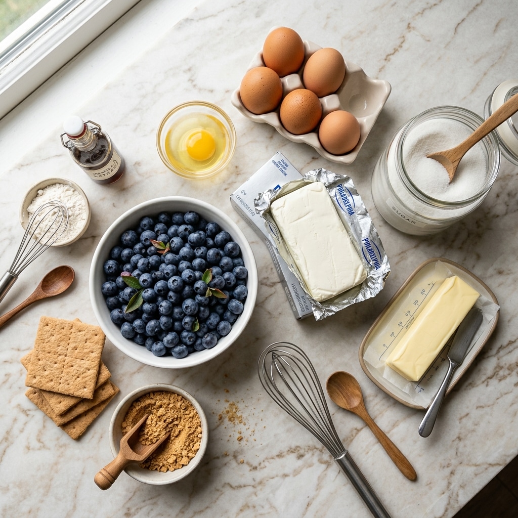 Ingredients for blueberry cheesecake recipe
